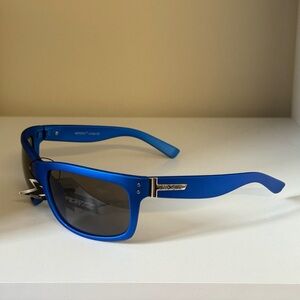Blue Sunglasses with Silver Accents